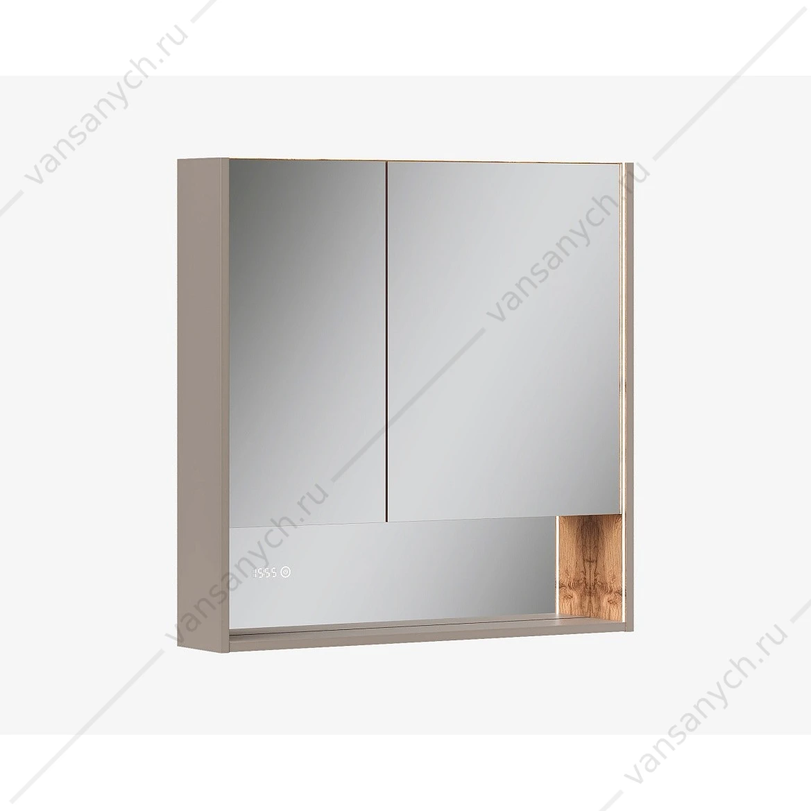 Шкаф 80 зеркальный EQUIL Gleam 80.2D szGLEAM.LED.80.2D-25, амарок/дуб вотан
