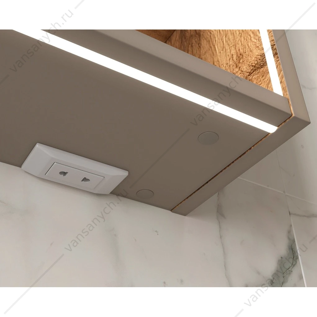 Шкаф 80 зеркальный EQUIL Gleam 80.2D szGLEAM.LED.80.2D-25, амарок/дуб вотан
