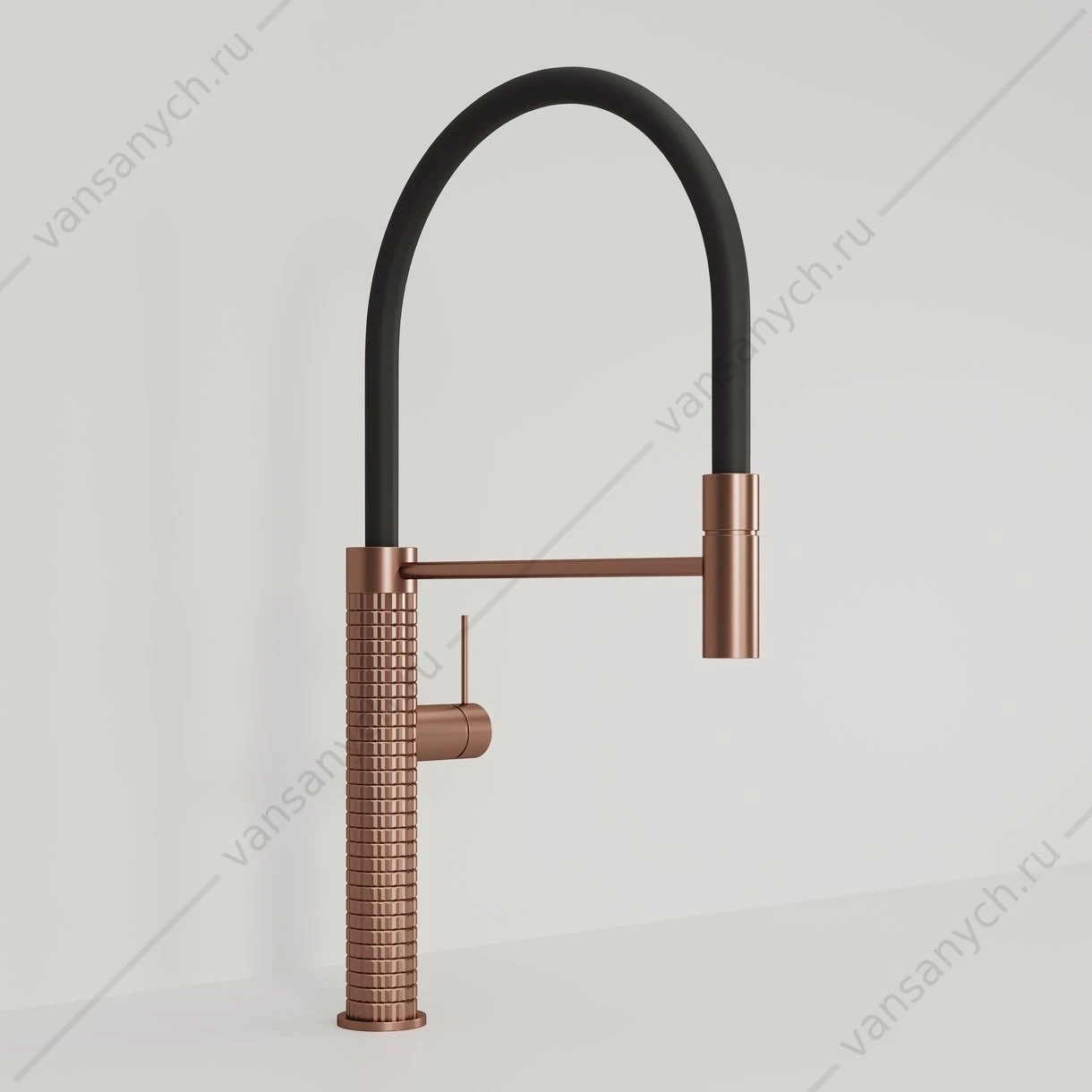 Смеситель для кухни Avrora KITCHEN PREMIER  с гибким изливом, брашир. медь/чёрный AV9010BC