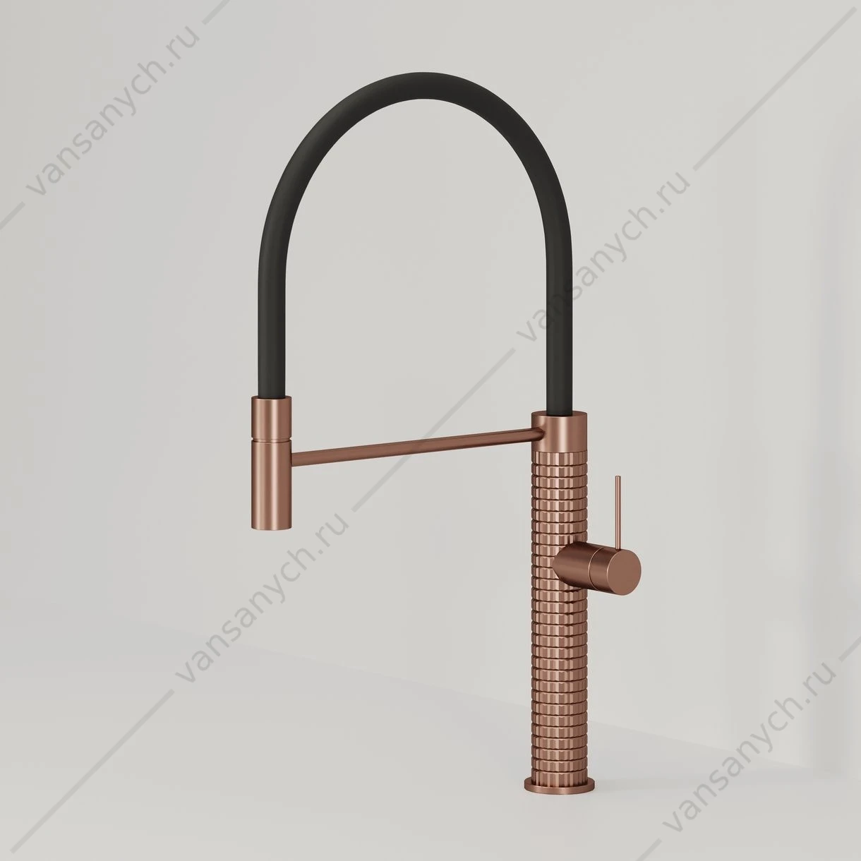 Смеситель для кухни Avrora KITCHEN PREMIER  с гибким изливом, брашир. медь/чёрный AV9010BC