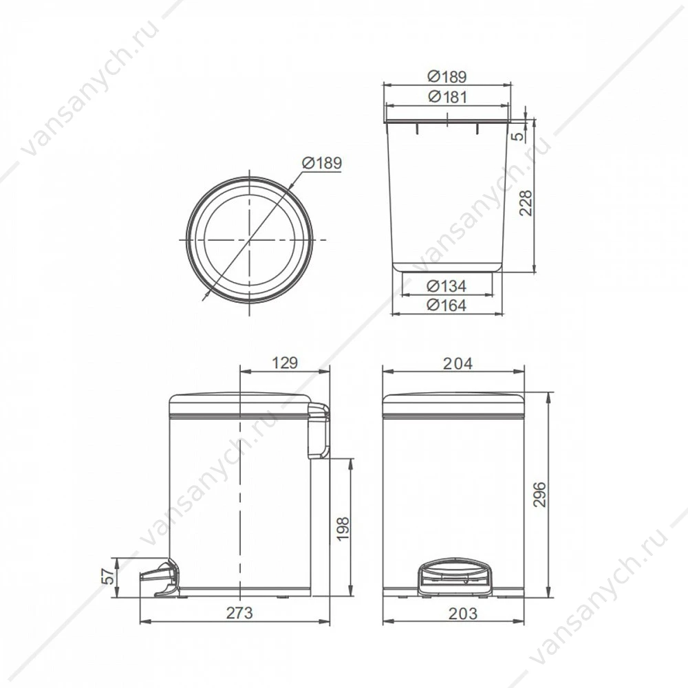 Мусорное ведро 6л с педалью, матовая медь Raglo R361  R360.106.33
