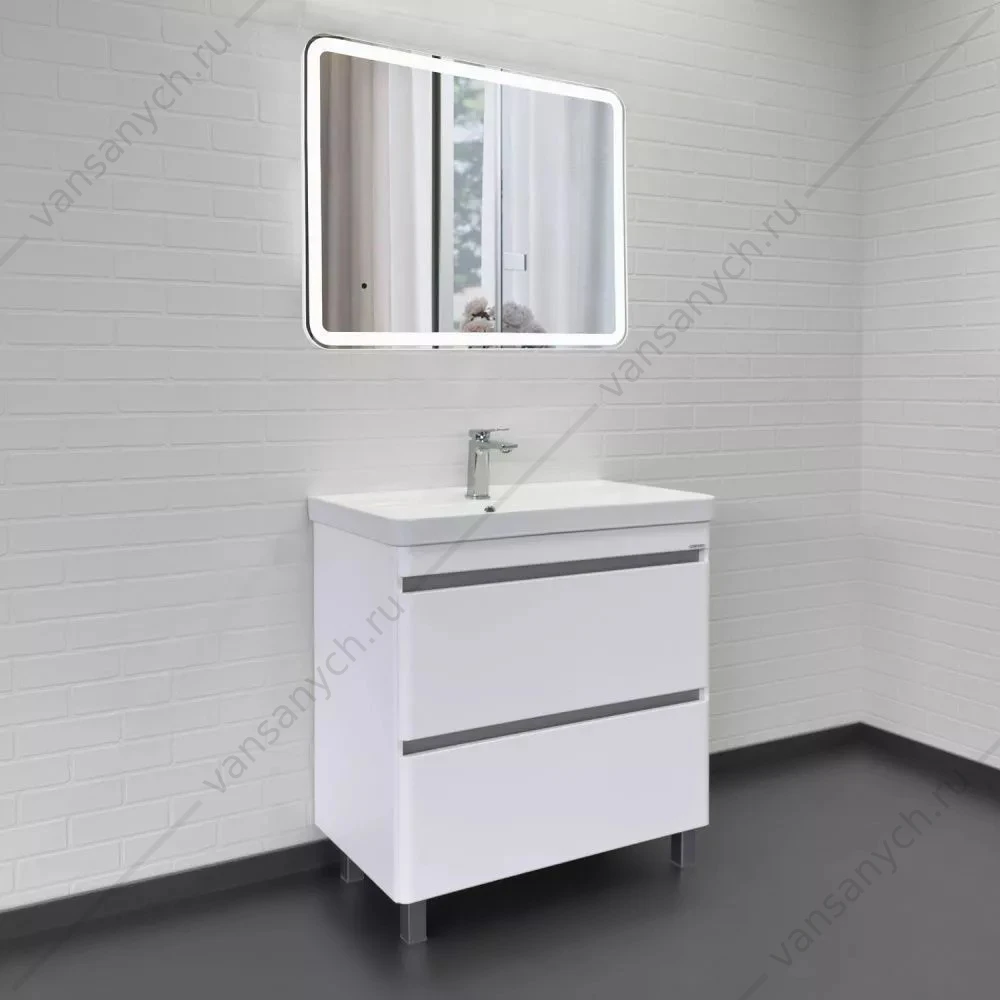 Тумба 80 с раковиной напольная Comforty Валдай-80Н белая мат., раковина Comforty 4480 00-00019070CF