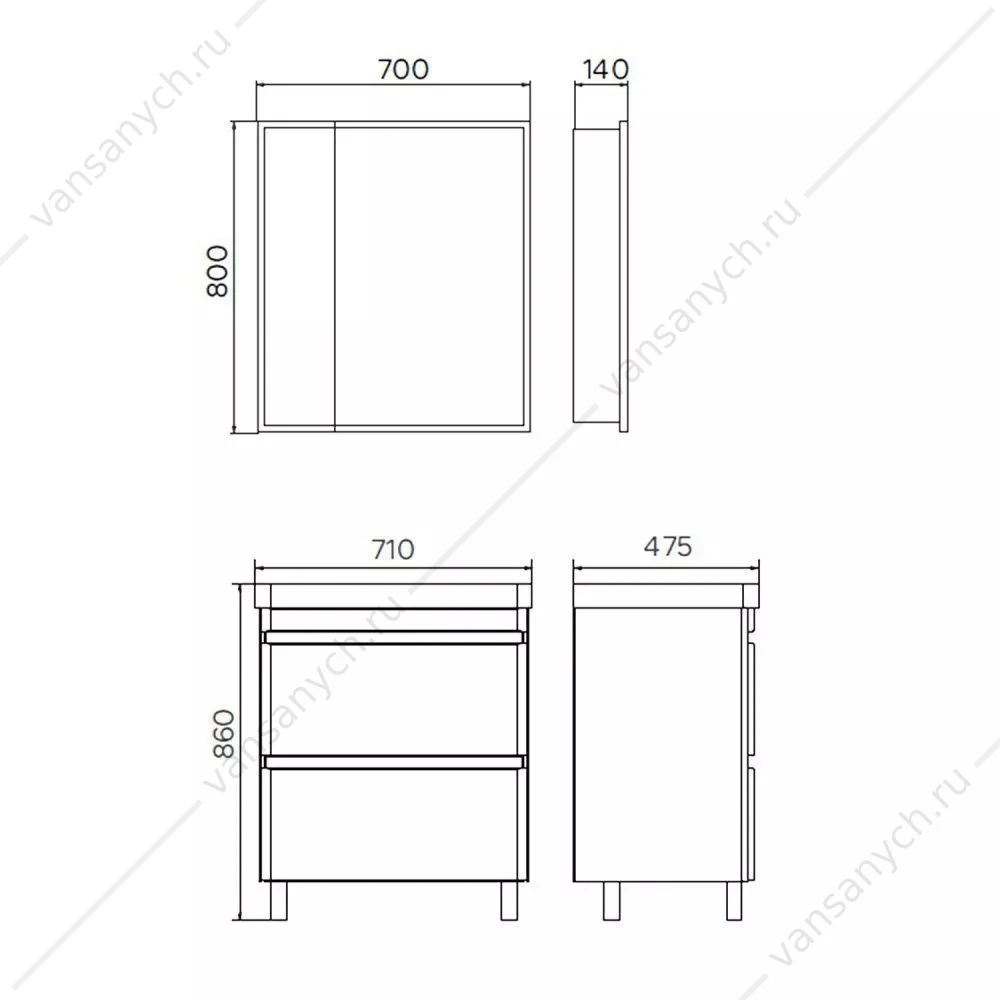 Тумба 70 с раковиной напольная Comforty Валдай-70Н белая матовая с раковиной 4470, 00-00020836CF