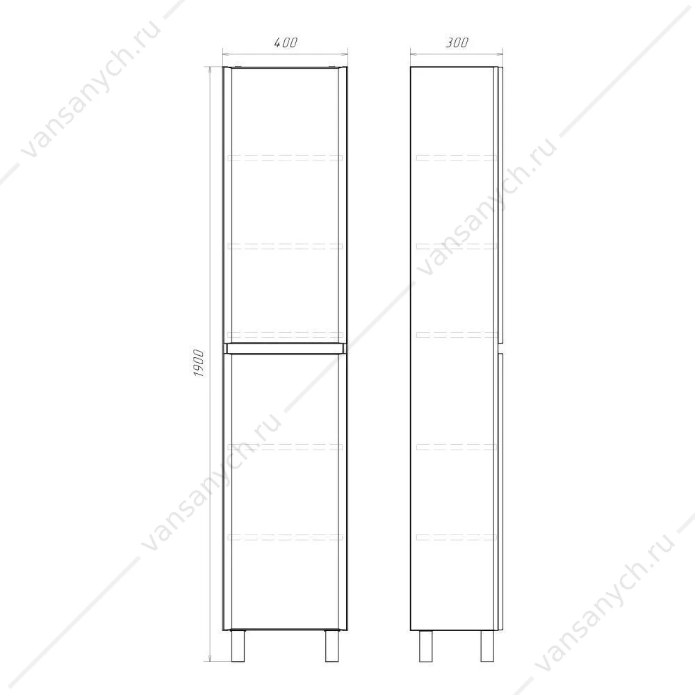 Пенал 40х190 напольный Comforty Валдай-40Н белый матовый, 00-00020473CF