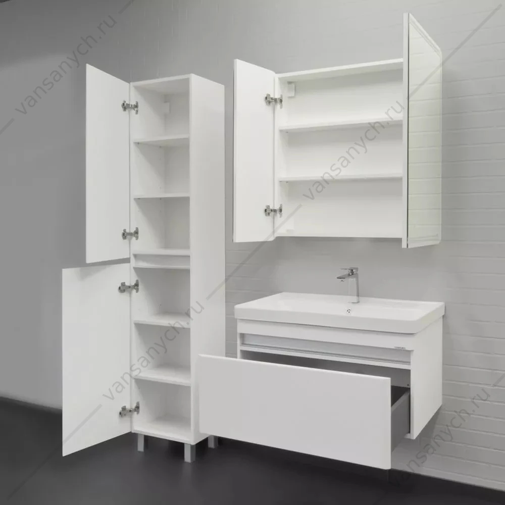 Пенал 40х190 напольный Comforty Валдай-40Н белый матовый, 00-00020473CF