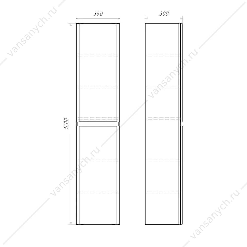 Пенал 35х160 подвесной Comforty Валдай-35П белый матовый, 00-00020835CF