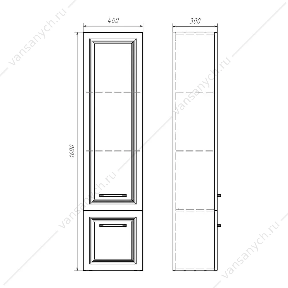 Пенал 40х160 подвесной Comforty Бросно-40П оружейная сталь, 00-00020779CF