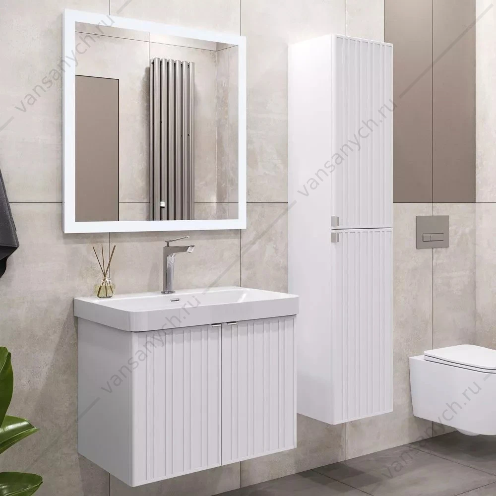 Тумба 70 с раковиной подвесная Comforty Тенерифе-70 белый матовый с раковиной CF19595BX-70, 00-00022172CF