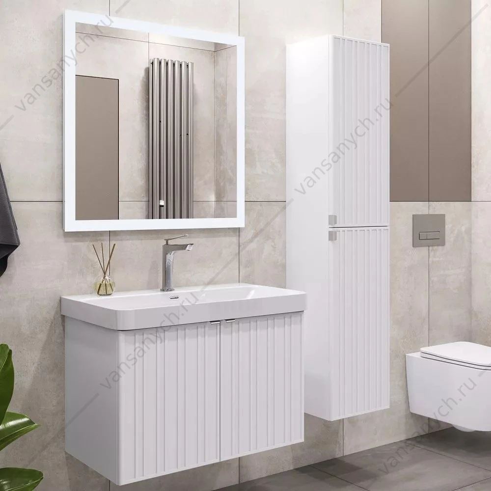 Тумба 80 с раковиной подвесная Comforty Тенерифе-80 белый матовый с раковиной CF19595BX-80, 00-00022175CF