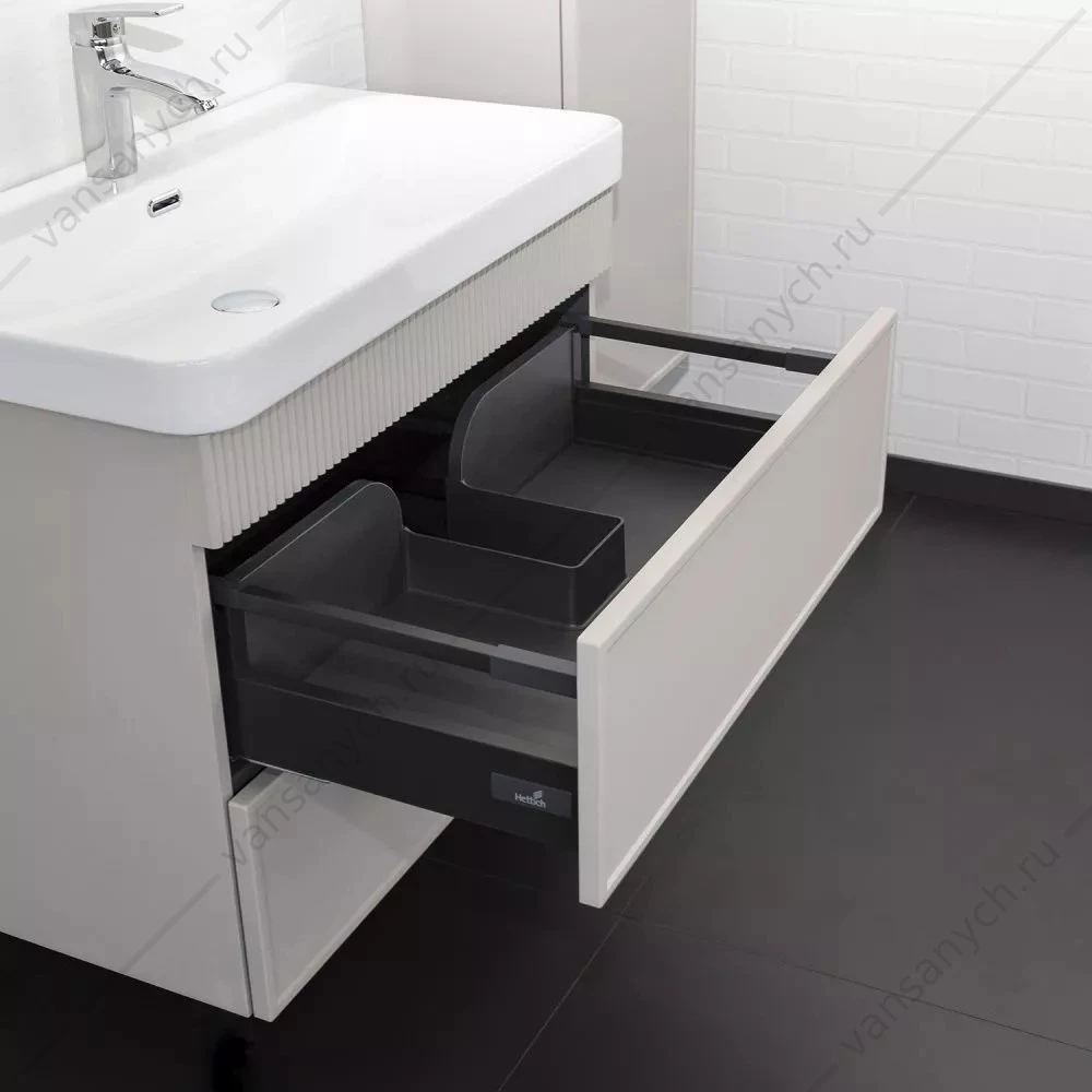 Тумба 80 с раковиной подвесная Comforty Мадрид-80М2(Н) серый шёлк c раковиной CF19595BX-80, 00-00021782CF