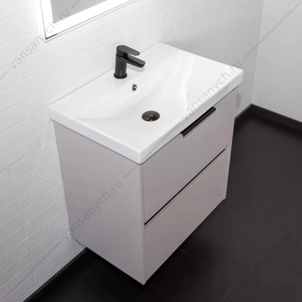 Тумба 60 с раковиной подвесная Comforty Селенга-60 серый шелк с раковиной CF19696BX-60, 00-00021980CF