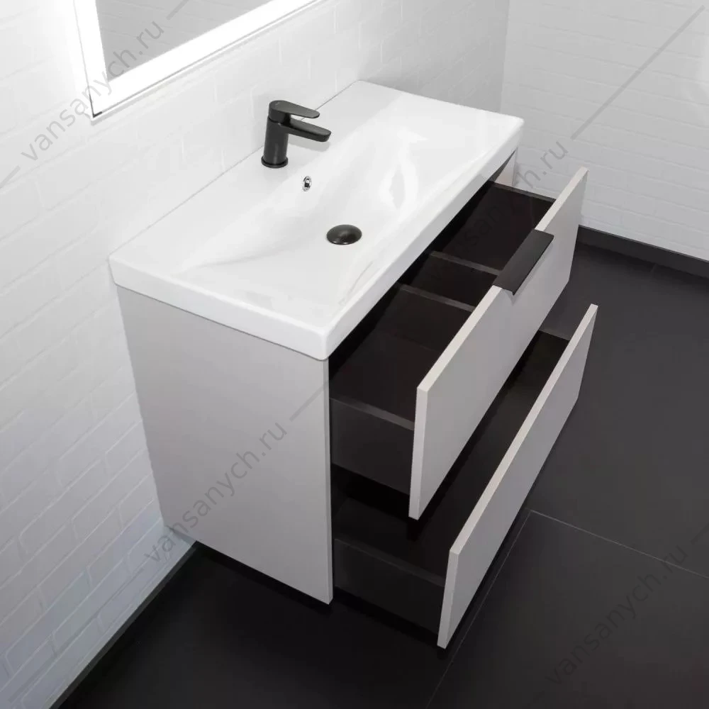 Тумба 80 с раковиной подвесная Comforty Селенга-80 серый шелк с раковиной CF19696BX-80, 00-00021982CF