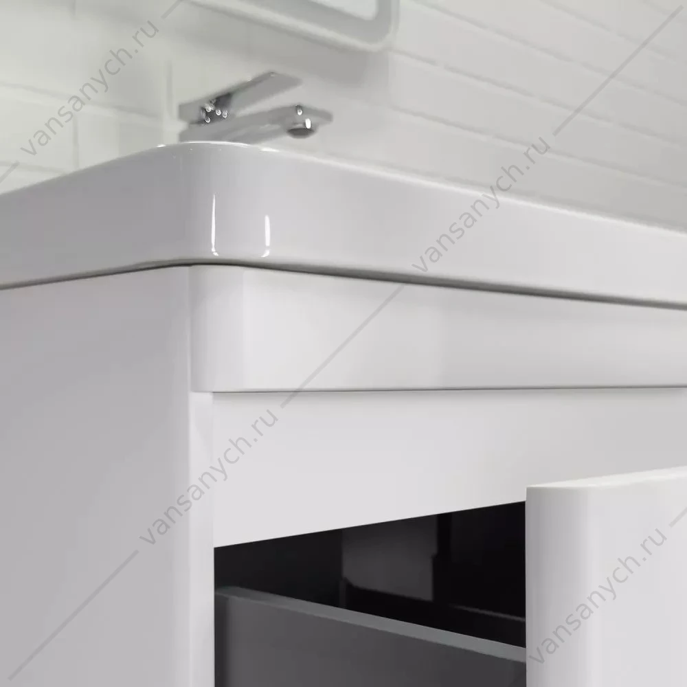 Тумба 60 с раковиной подвесная Comforty Енисей-60П2 белый гл. раковина 4460, 00-00021337CF