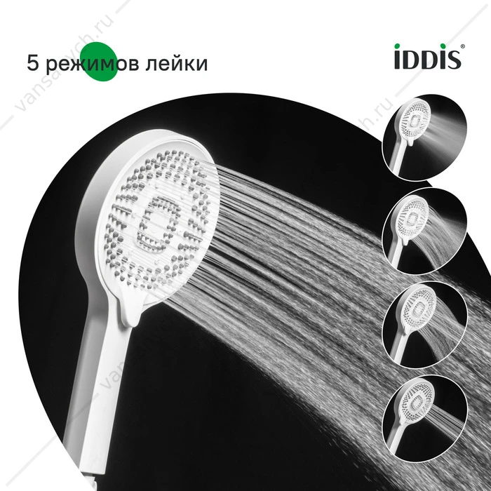 Душевая система стропическим душем IDDIS Odda белый матовый ODDWTTHi06