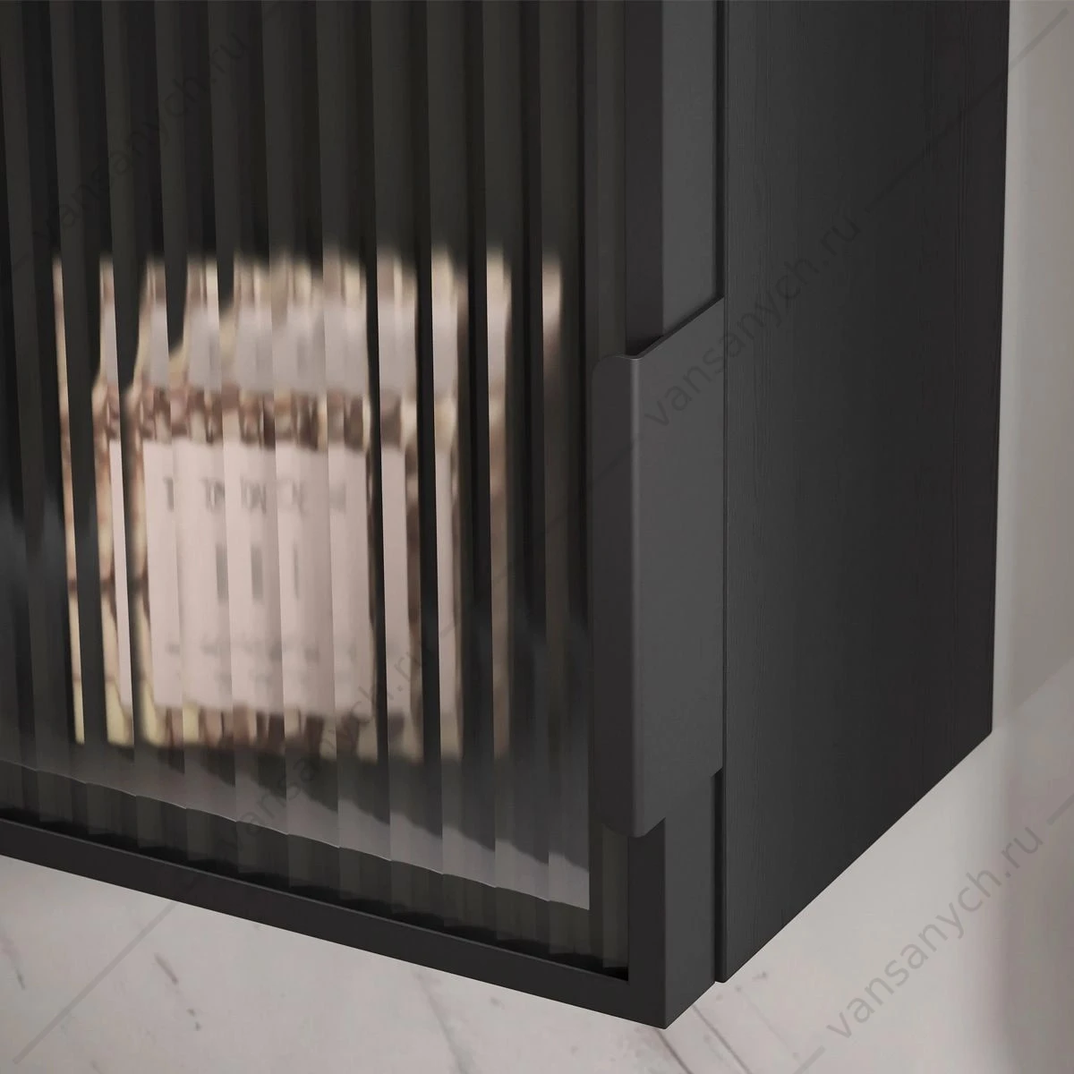 Шкаф 25х80 со стеклом подвесной Stoune 25.1D, sSTOUNE25.1D.R/L-35, дуб черный