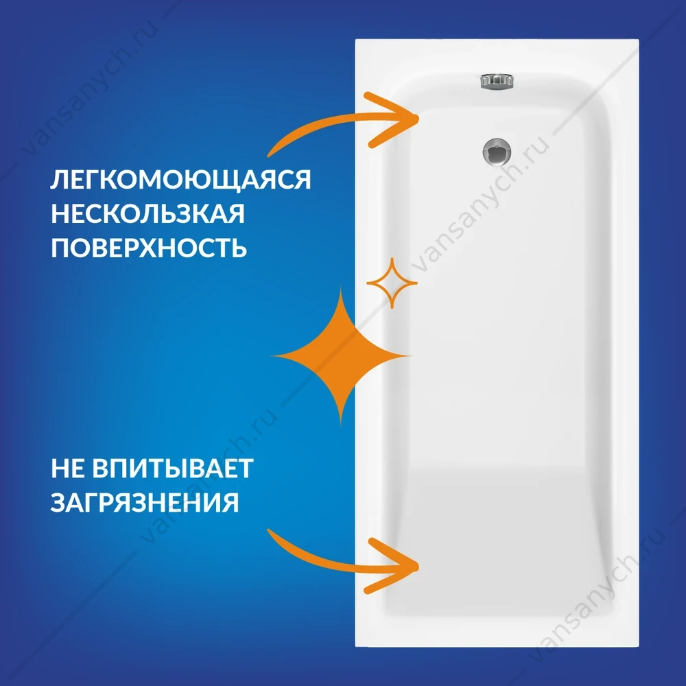 Ванна прямоугольная Cersanit COMO 150x70, ультра белый, 69479