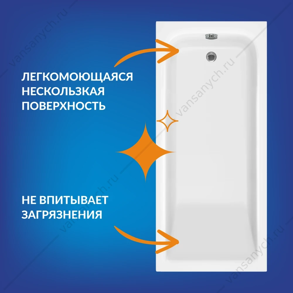 Ванна прямоугольная Cersanit COMO 170x75, ультра белый, 69482