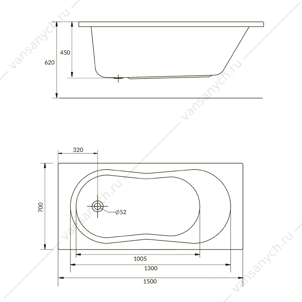 Ванна прямоугольная Cersanit NIKE 150x70, ультра белый, 63346