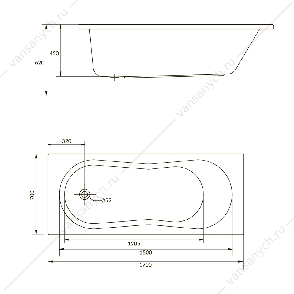 Ванна прямоугольная NIKE 170x70, ультра белый, 63347