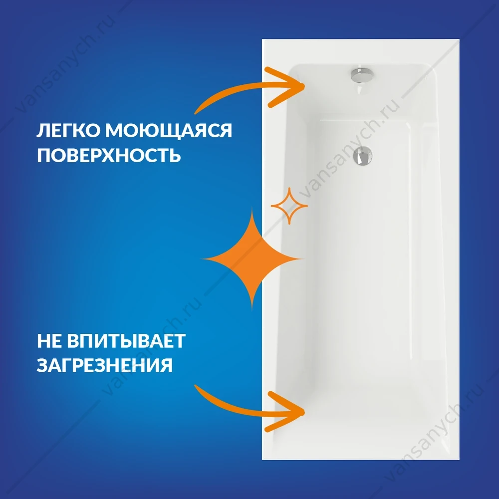 Ванна прямоугольная LORENA 150x70, ультра белый, 64531