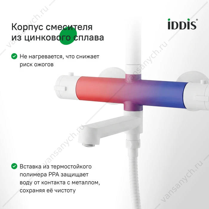 Душевая система стропическим душем IDDIS Odda белый матовый ODDWTTHi06