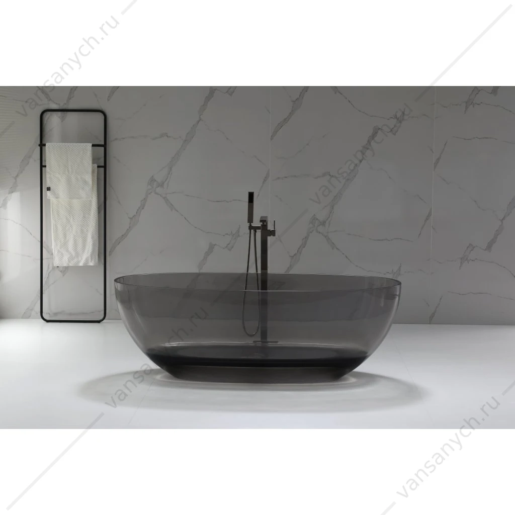 Ванна 170х80 из полиэфир. смолы CEZARES РЕЛАКС (RELAX) Серый туман, CZR-RELAX-170-80-56-GM-PFB