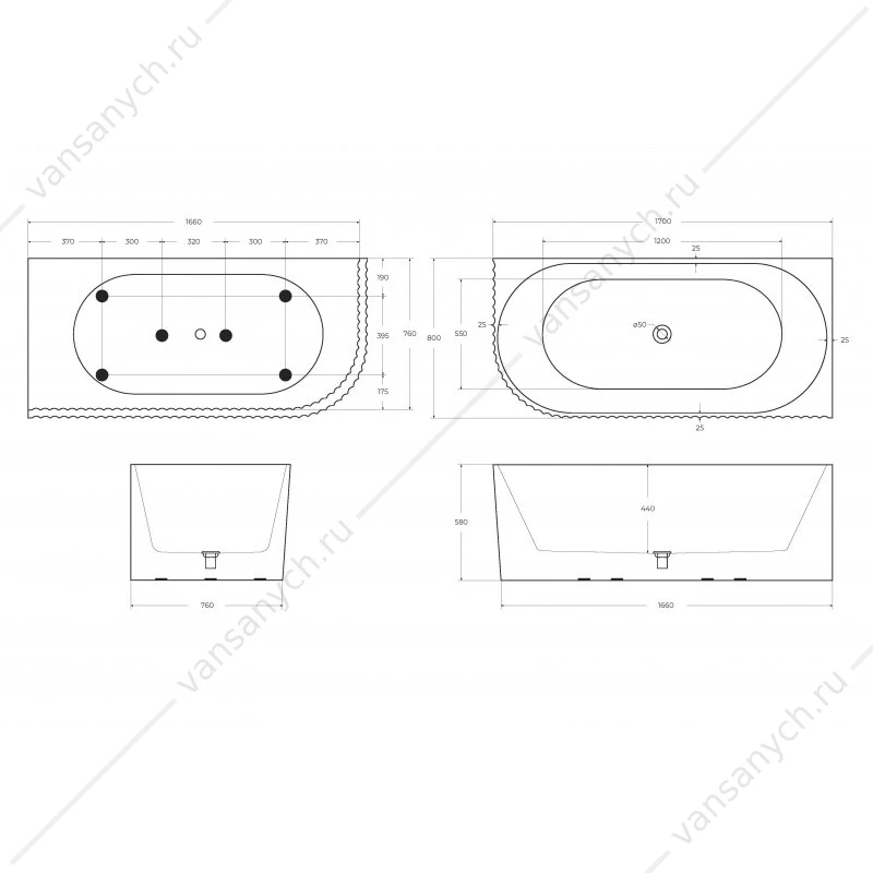 Ванна 170х80 пристенная угловая BelBagno акриловая  белая BB714 BB714-1700-800-L ЛЕВАЯ