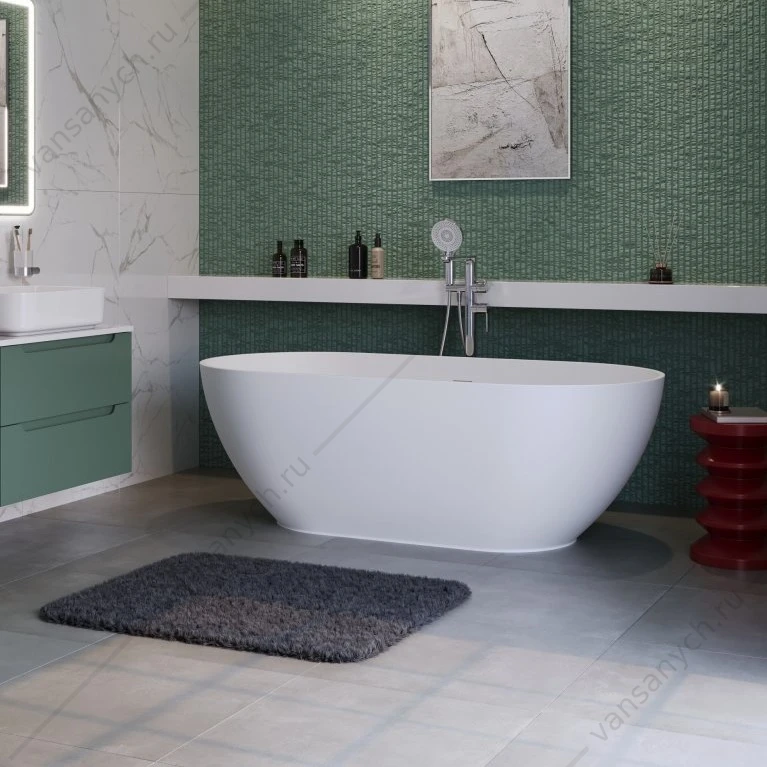 Ванна 170х80 отдельностоящая из иск. камня Solid Surface BelBagno ETNA BB-ETNA-170-80-58-SSB