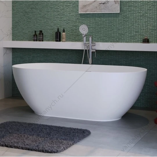 Ванна 170х80 отдельностоящая из иск. камня Solid Surface BelBagno ETNA BB-ETNA-170-80-58-SSB