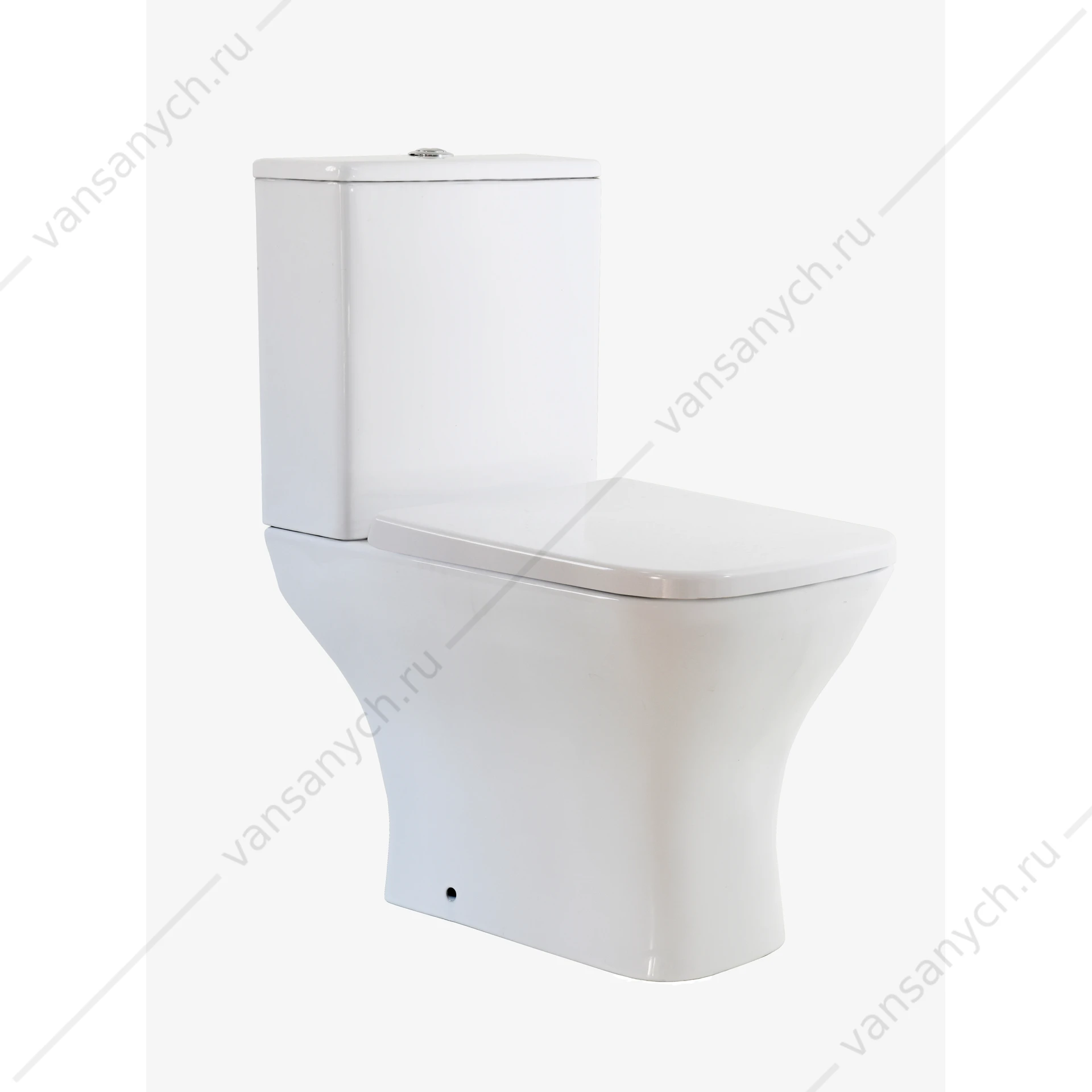 Унитаз безободковый смыв Торнадо напольный Elegante Vortex, белый, с бачком и крышкой микролифт (быстросъёмный механизм), EL45055