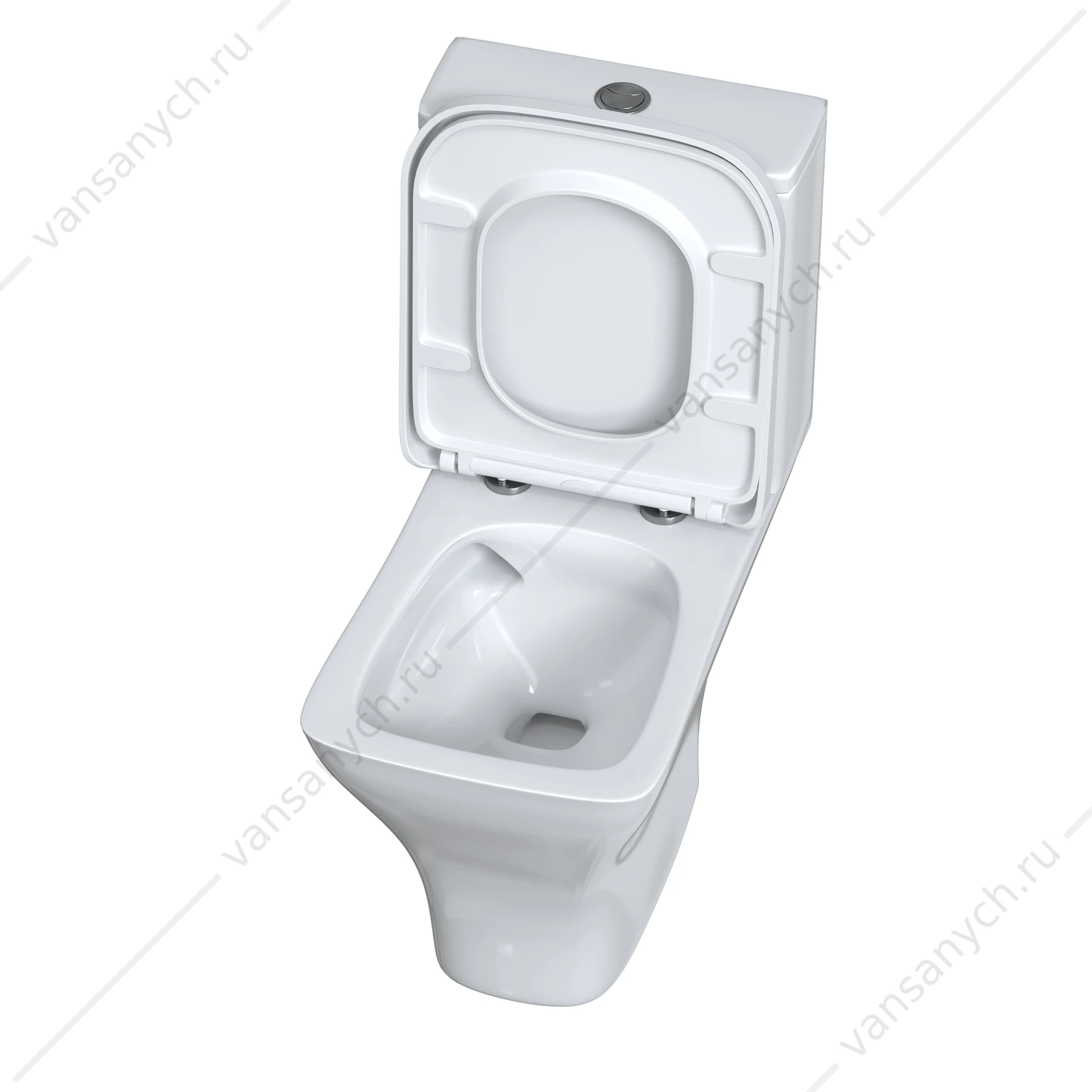 Унитаз безободковый смыв Торнадо напольный Elegante Vortex, белый, с бачком и крышкой микролифт (быстросъёмный механизм), EL45055