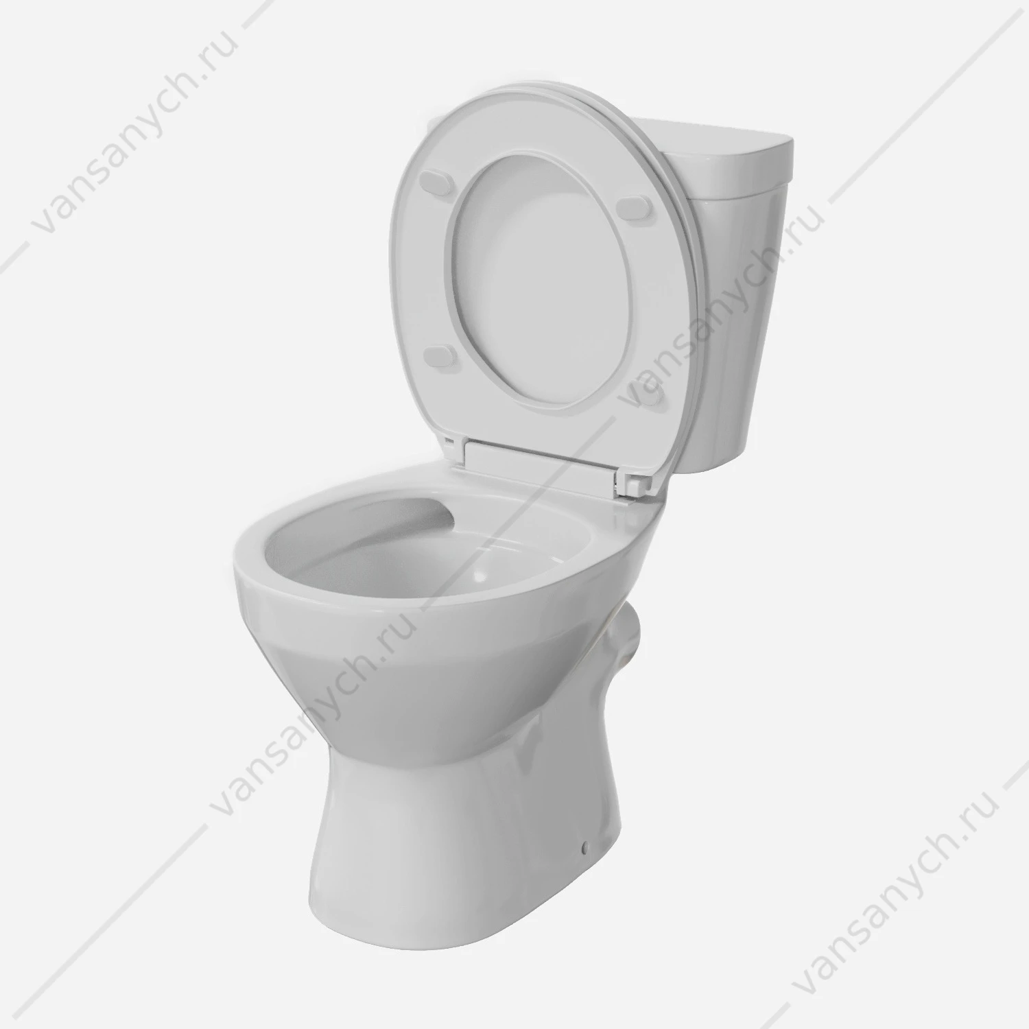 Унитаз безободковый смыв Торнадо напольный Aterno Vortex, белый, с бачком и крышкой микролифт , AT25044