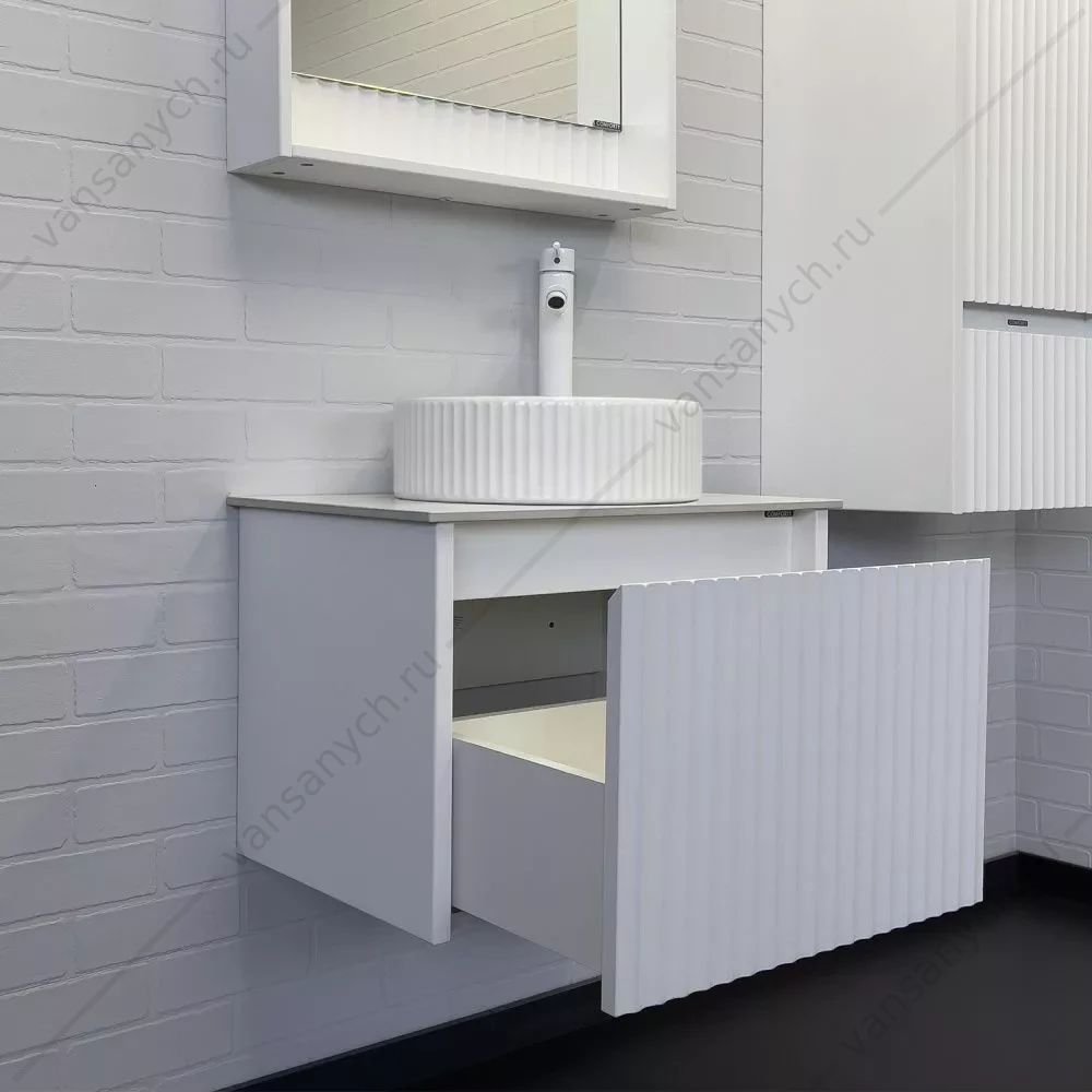 Тумба с раковиной 60 Comforty Марсель-60 белая мат. с белой столешн., раковина 78728, 00-00022391CF