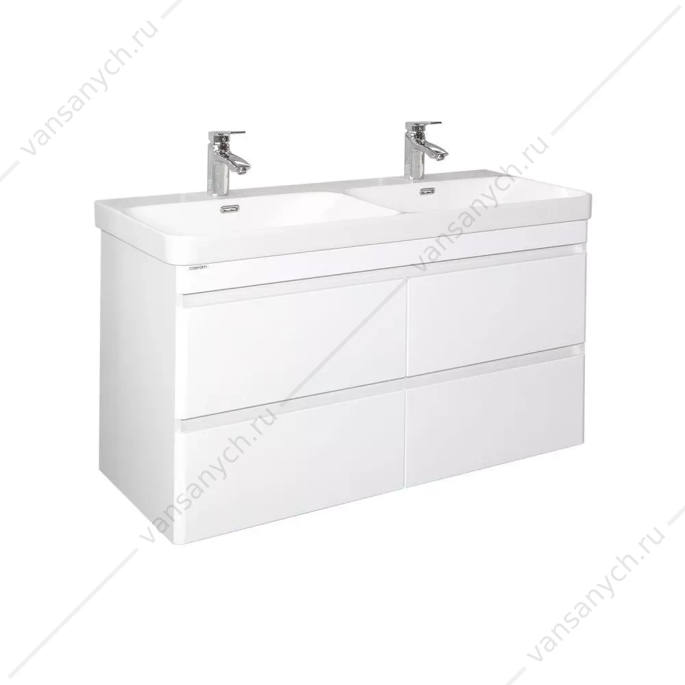 Тумба-умывальник Comforty Енисей-120 белый глянец c раковиной CF19595BX-120D