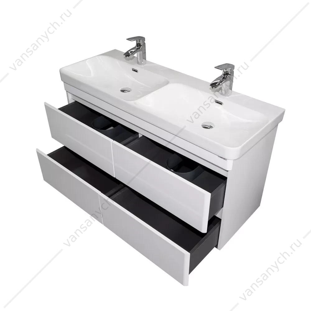 Тумба-умывальник Comforty Енисей-120 белый глянец c раковиной CF19595BX-120D