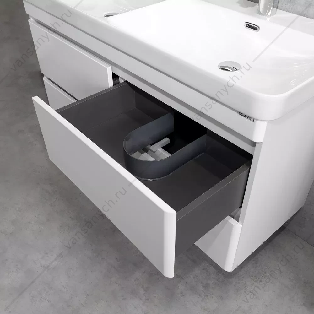 Тумба-умывальник Comforty Енисей-120 белый глянец c раковиной CF19595BX-120D