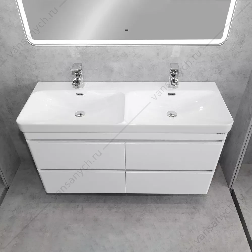 Тумба-умывальник Comforty Енисей-120 белый глянец c раковиной CF19595BX-120D