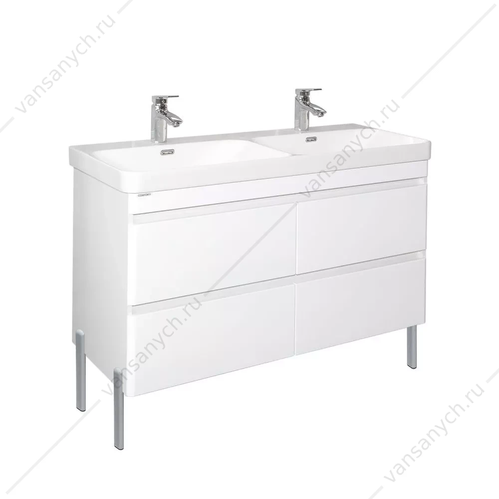 Тумба-умывальник Comforty Енисей-120 белый глянец c раковиной CF19595BX-120D