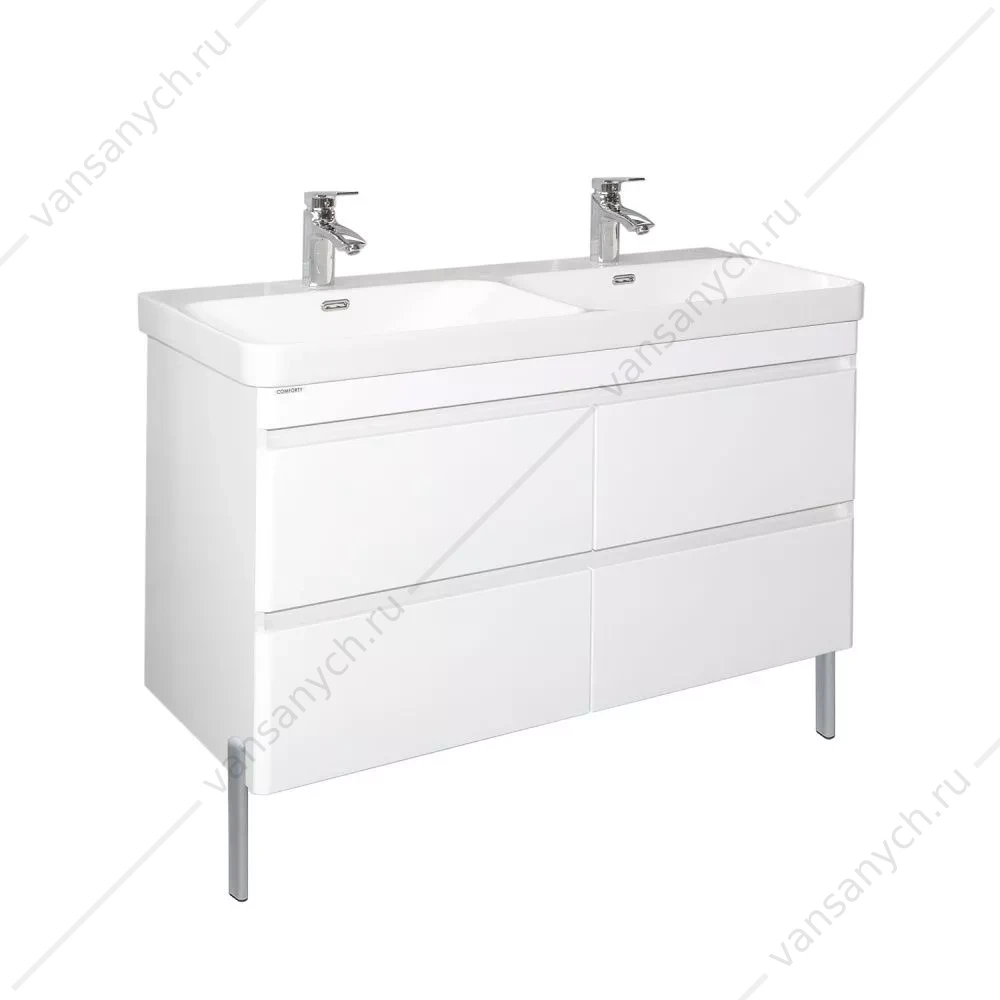 Тумба-умывальник Comforty Енисей-120 белый глянец c раковиной CF19595BX-120D