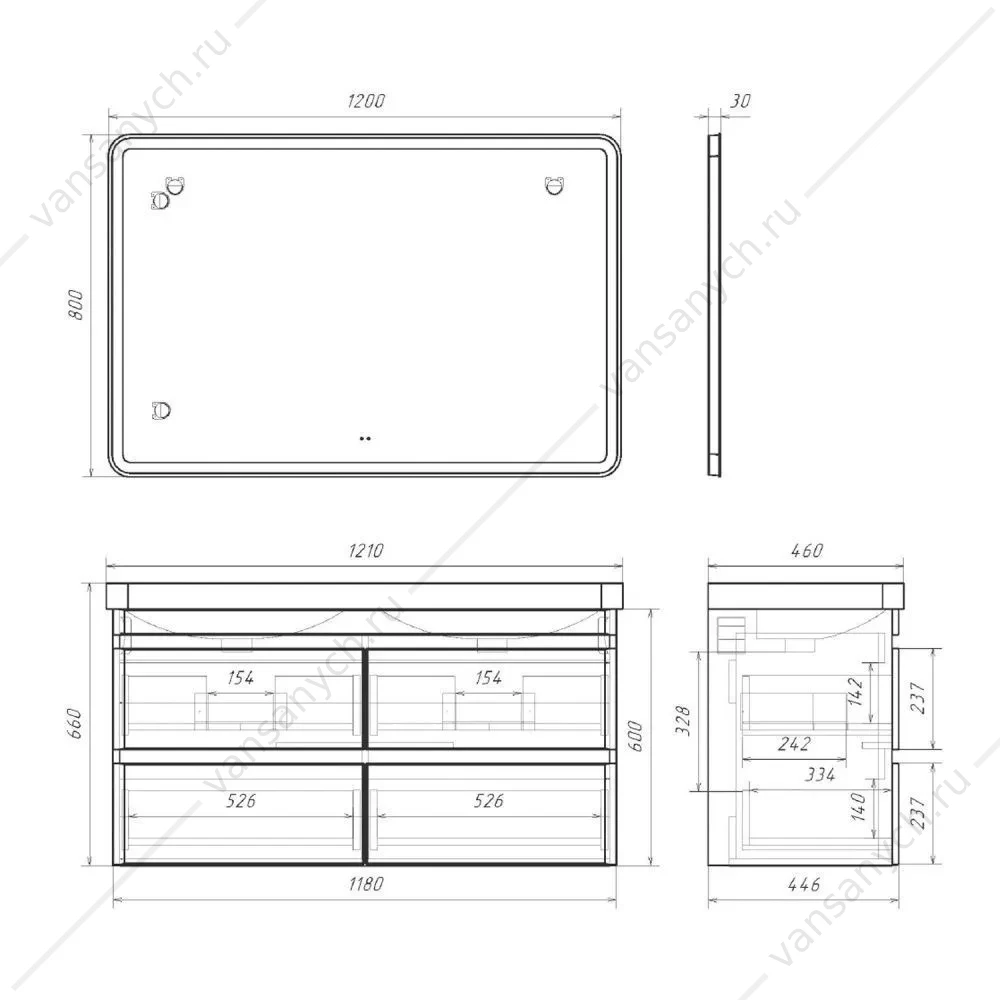 Тумба-умывальник Comforty Енисей-120 белый глянец c раковиной CF19595BX-120D