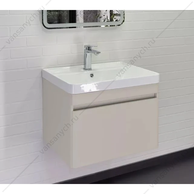 Тумба-умывальник подвесная Comforty Енисей-60П серый шелк с раковиной 4460