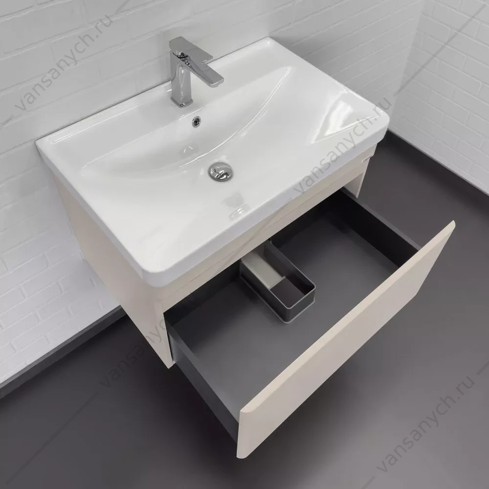 Тумба-умывальник подвесная Comforty Енисей-70П серый шёлк с раковиной 4470