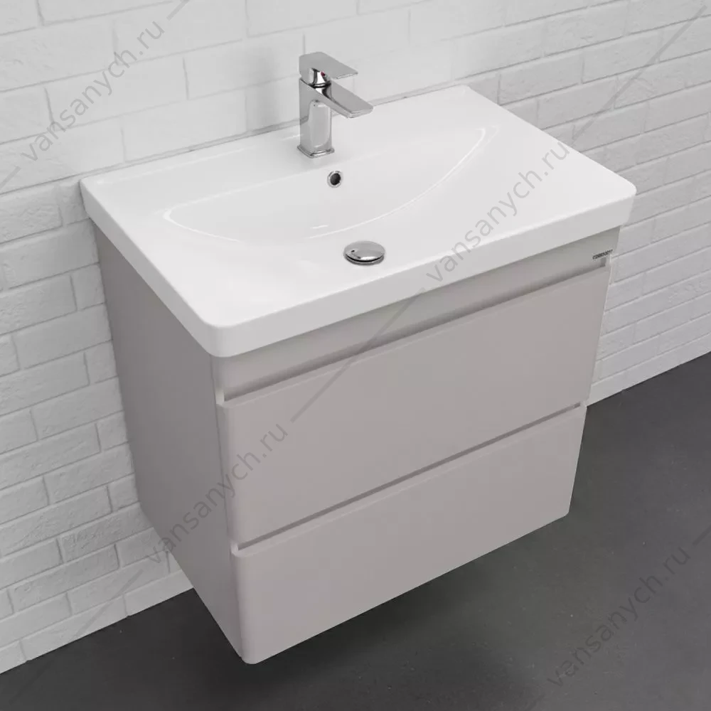 Тумба-умывальник подвесная Comforty Енисей-70П2 серый шелк c раковиной 4470