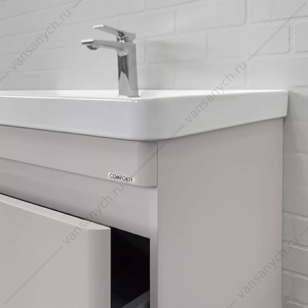 Тумба-умывальник подвесная Comforty Енисей-80П2 серый шелк c раковиной 4480