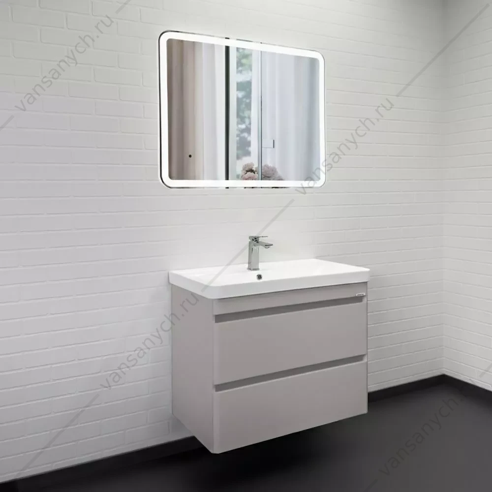 Тумба-умывальник подвесная Comforty Енисей-80П2 серый шелк c раковиной 4480