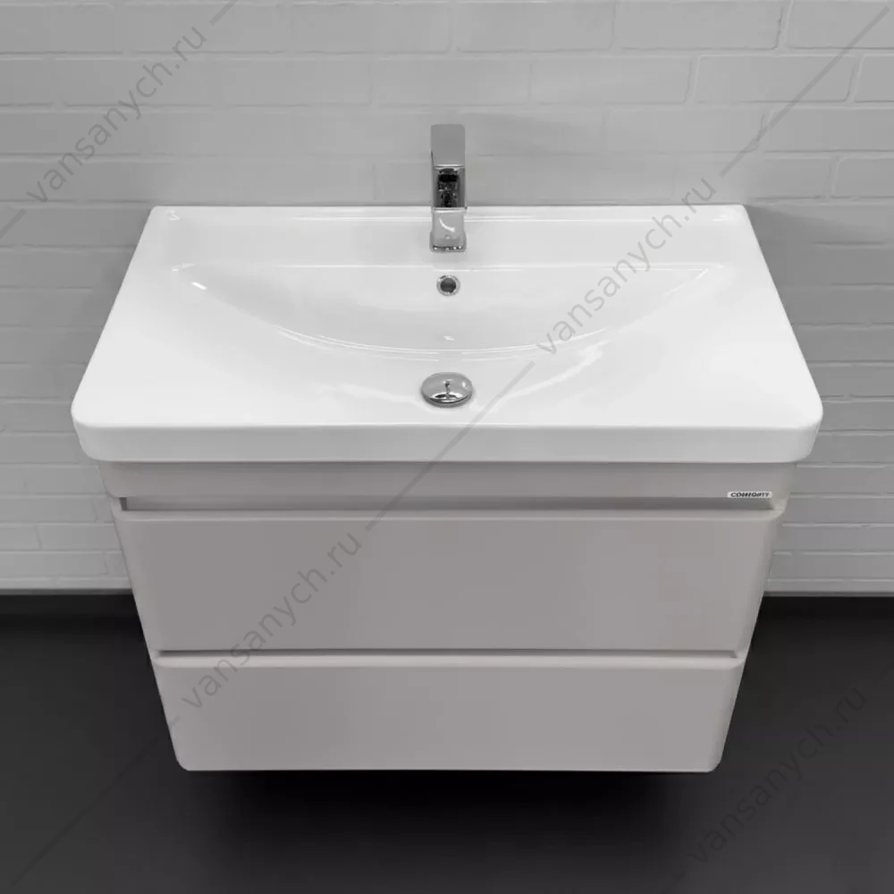 Тумба-умывальник подвесная Comforty Енисей-80П2 серый шелк c раковиной 4480