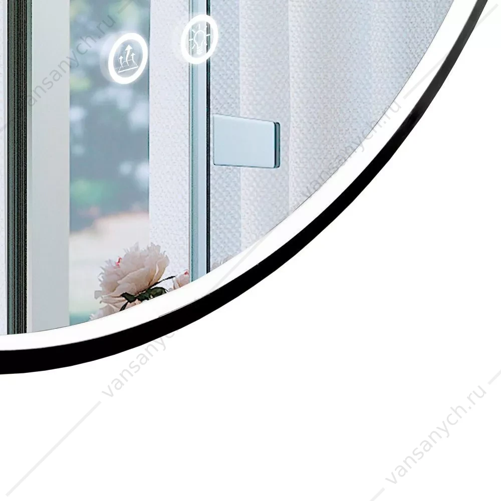 Зеркало 50х100 овальное в черной алюм. раме Comforty Оникс подсветка, конт. сенсор, антизапот. 00-00014218CF