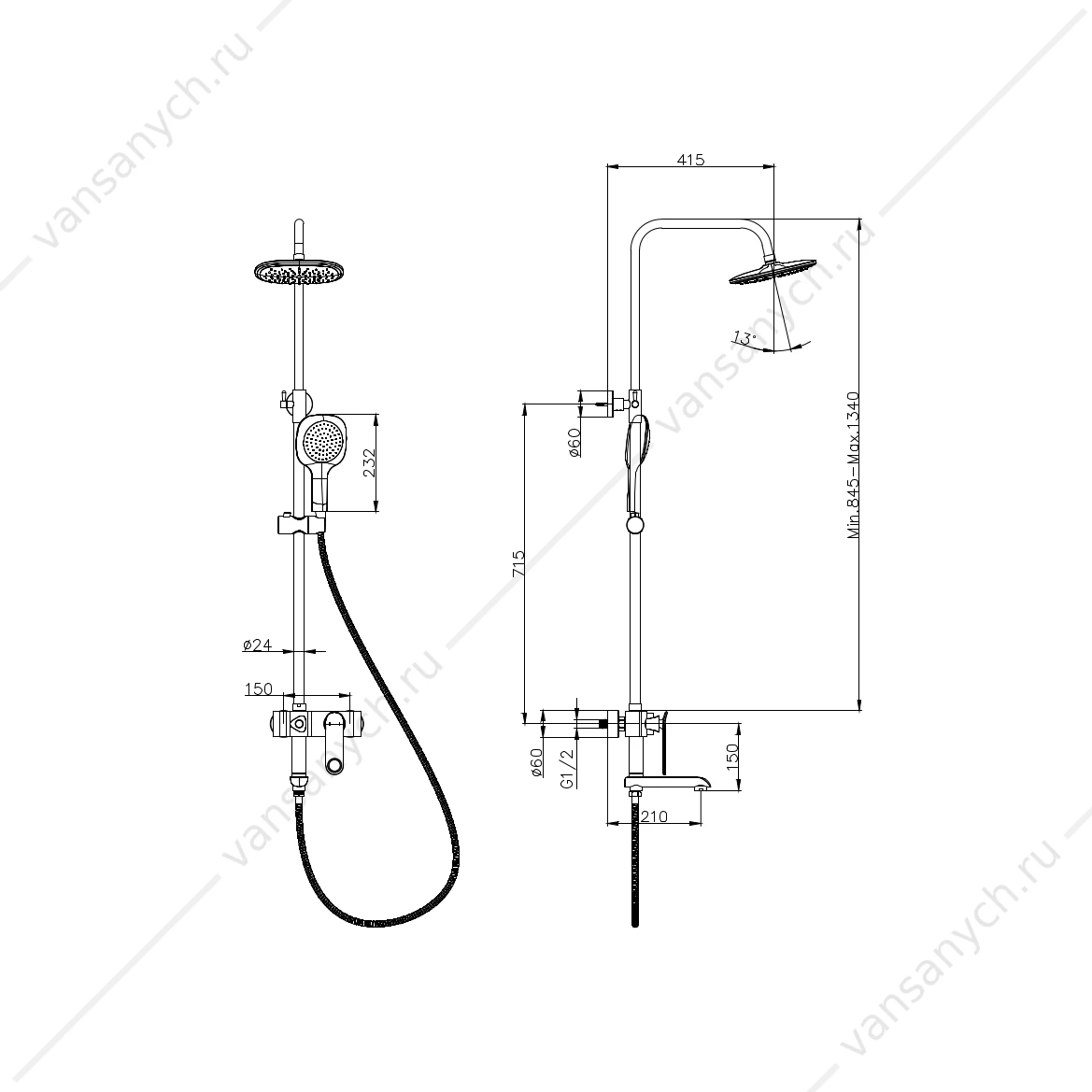 Душевая система RUSH Socotra ST4235-30 с тропическим душем хром