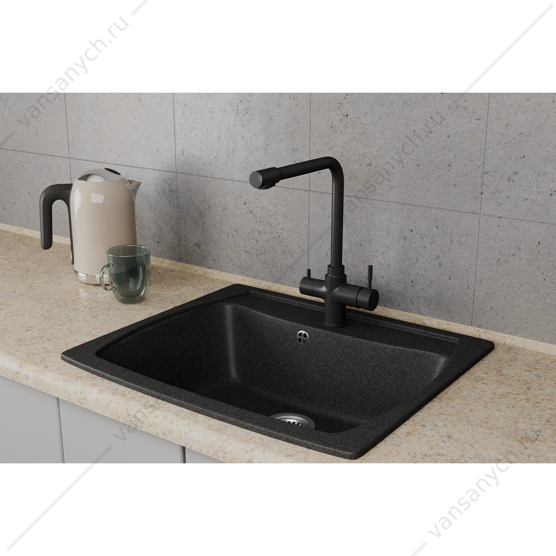 Смеситель для кухни RUSH MS9035-33Black с подключением к фильтру питьевой воды Черный
