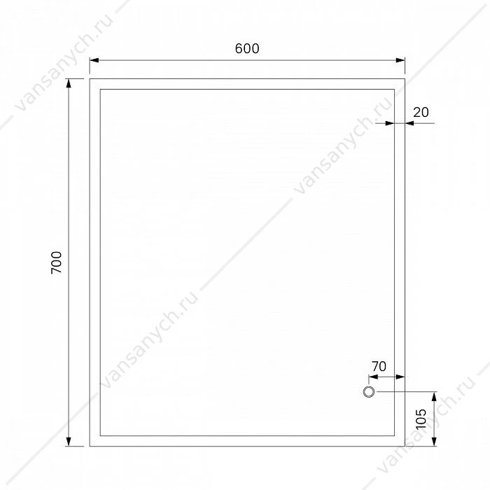 Зеркало 60 см, Brick, IDDIS, BRI6000i98
